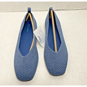 Burudani Denim Blue Knit Ballet Flats Size 8